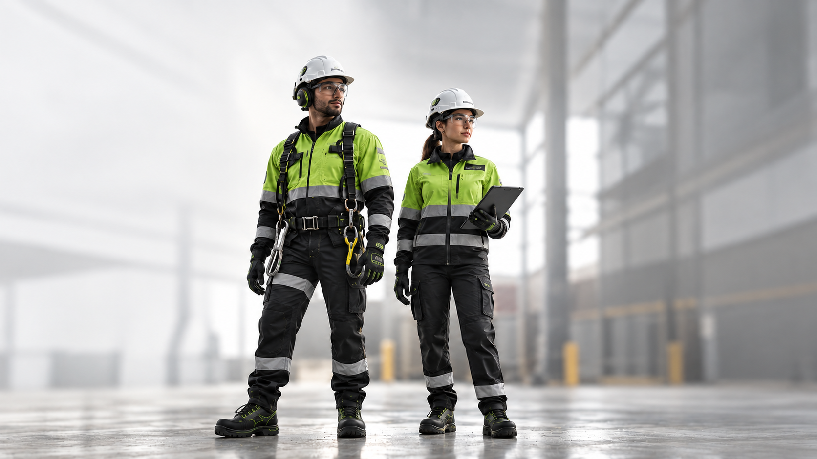 Dos profesionales con equipo de protección personal